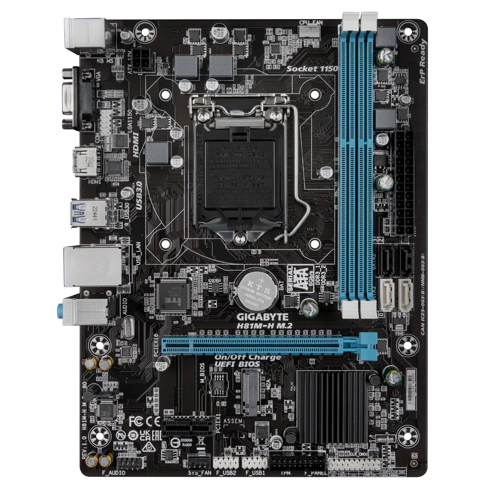 Gigabyte H81M H M.2 DDR3 Motherboard For Intel 4th Gen view 2